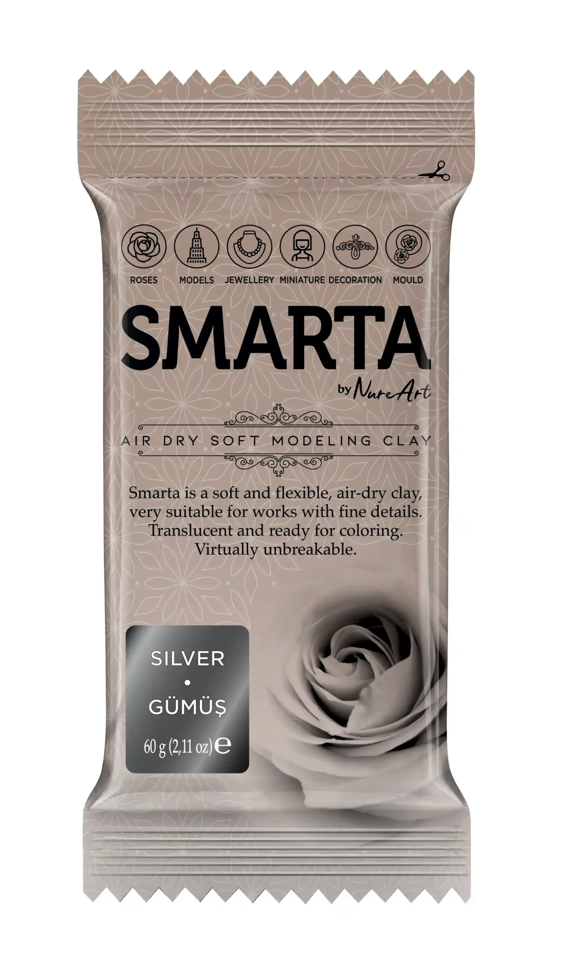 Smarta™ - Smarta™ Modelleme Hamuru Metalik Gümüş 60gr